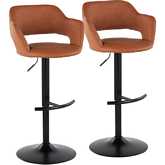 Margarite Adjustable Swivel Bar Stool in Black Metal & Brown Leatherette (Set of 2)